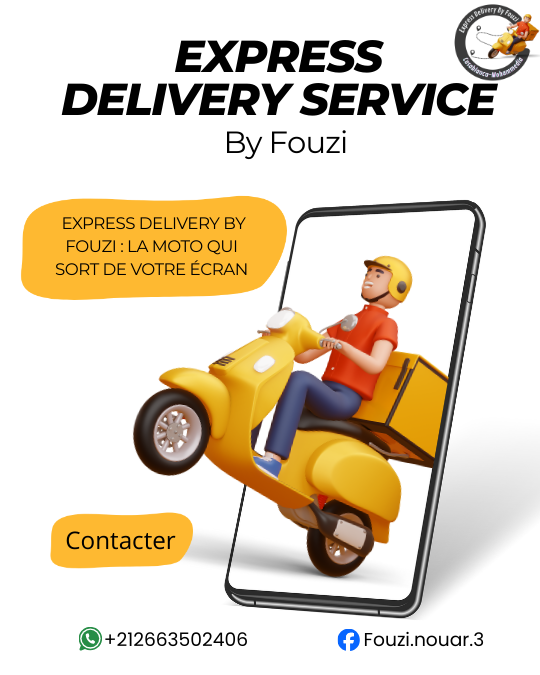 Affiche publicitaire Express Delivery by Fouzi, service de livraison indépendant rapide et fiable